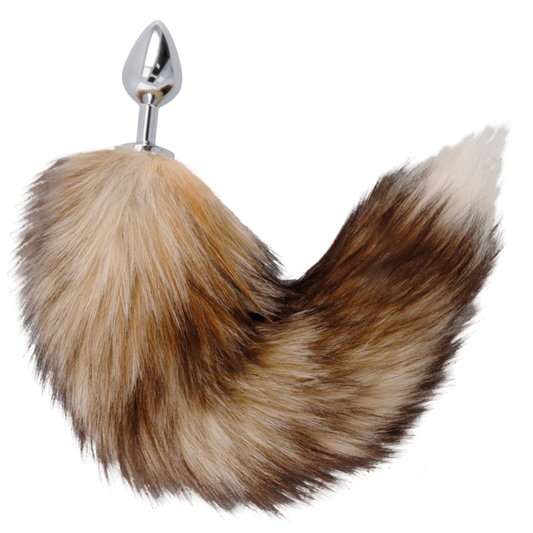 Dop Anal cu Coada, DARKNESS - Tail Butt Plug, Argintiu, 8 cm
