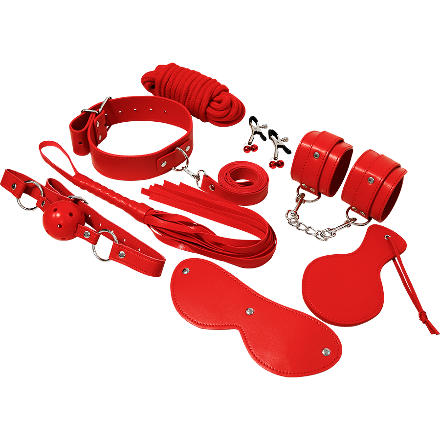 Kit Fetish, Experience - Red Series, Set Bondage 8 Piese, Rosu