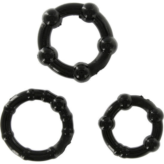 Set 3 Inele pentru Penis, SEVEN CREATIONS - Marimi Diferite, Silicon, Negru