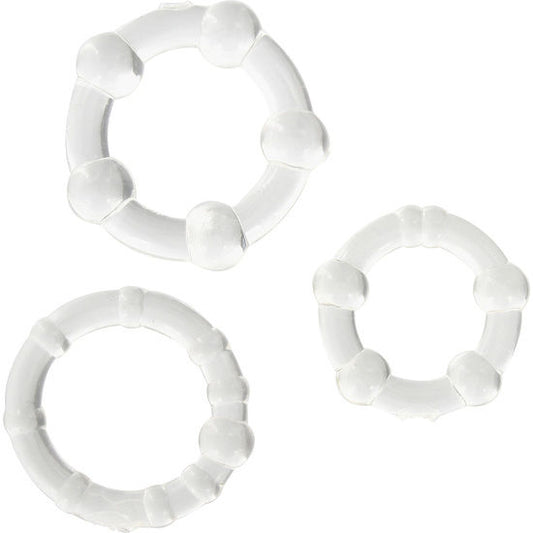 Set Inele pentru Penis, SEVEN CREATIONS - Stay Hard, Silicon, 3 Bucati, Transparent