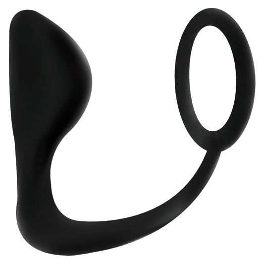 Dop Anal cu Inel pentru Penis, ADDICTED TOYS - TPR Moale, Negru, 10 cm