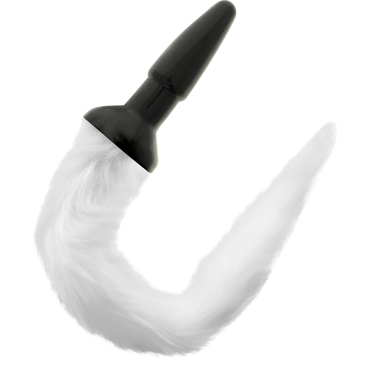 Dop Anal cu Coada, DARKNESS - Silicon, Alb, 12 cm