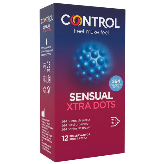 Prezervative cu Puncte, CONTROL - Xtra Dots, 12 Bucati