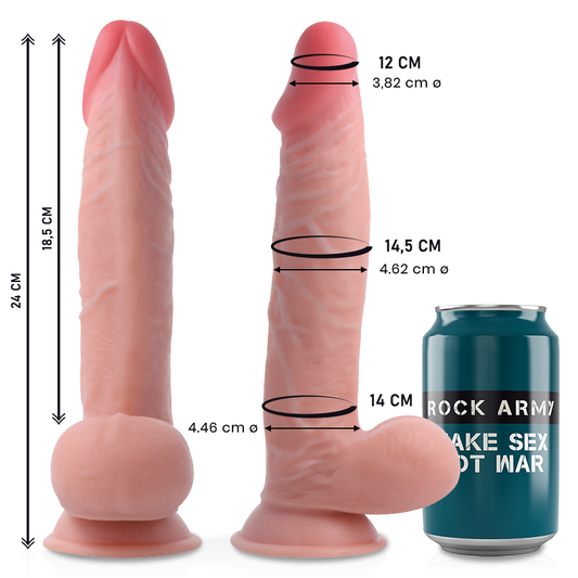 Dildo Realist Dual Density, ROCKARMY - Sherman, TPR, 24 cm x 4,62 cm