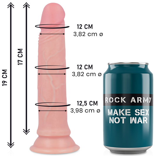 Dildo Realist Premium, ROCKARMY - Avenger, Silicon Lichid, Baza Ventuza, 19 cm / O 3,98 cm