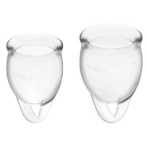 Cupa Menstruala, SATISFYER - Feel Confident, Silicon Medical, Albastru Inchis, 15 + 20 ml