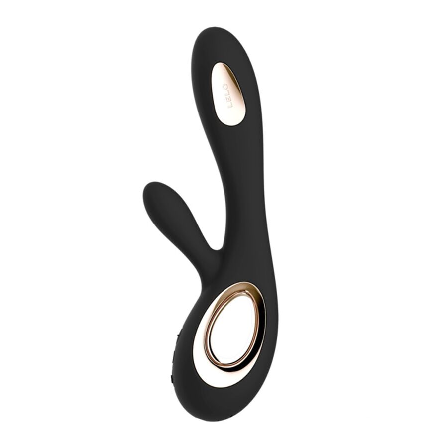 Vibrator Rabbit, Lelo - Soraya Wave, Stimulare Simultana Clitoris si Punct G, Negru
