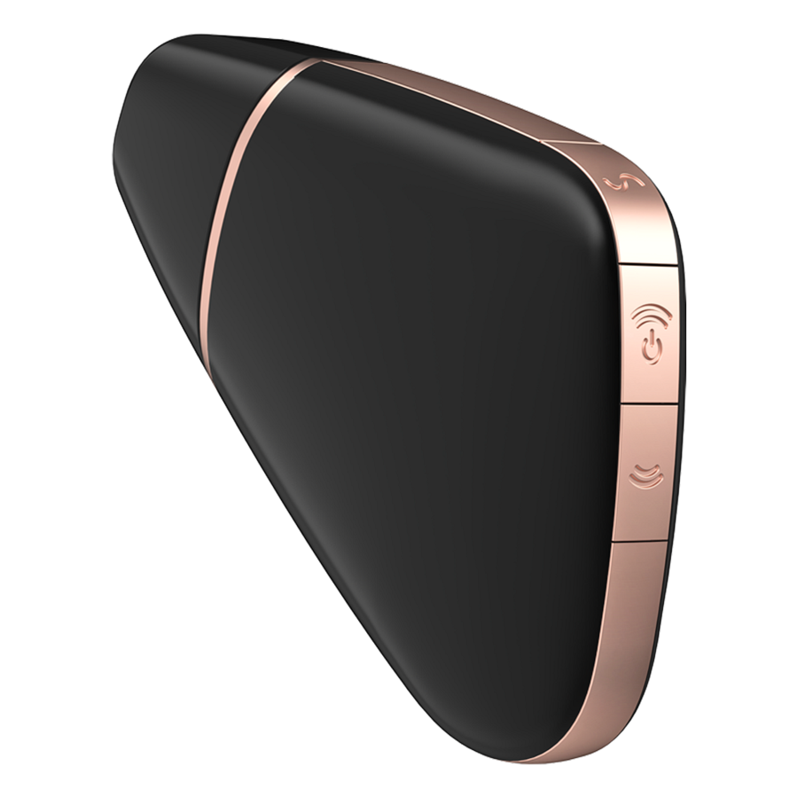 Stimulator cu Pulsatii de Aer si Vibrator, Satisfyer - Love Triangle, Control prin Aplicatie, Negru