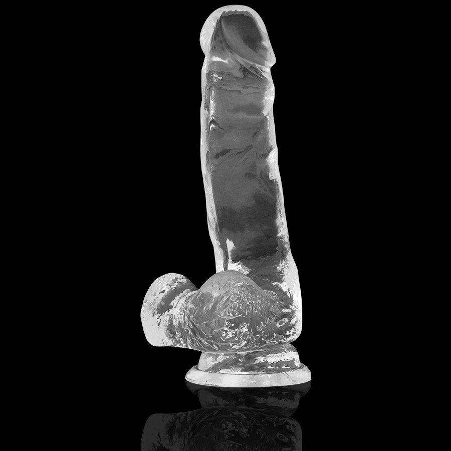 Dildo, X Ray - Clear Cock With Balls, cu Ventuza, 18.5 CM X 3.8 CM / Transparent