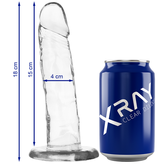 Dildo Realist Transparent, X RAY - TPR Hipoalergenic, 18 cm, Diametru 4 cm