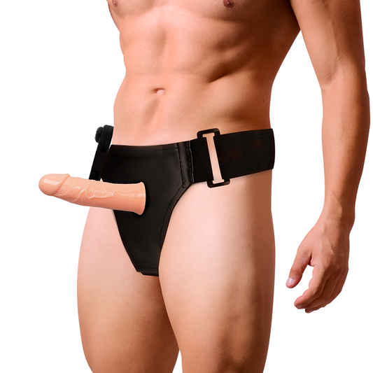 Ham cu Dildo Gol cu Vibrator, HARNESS ATTRACTION - Gregory Hollow, TPR, Neopren, 16,5 cm / O 4,3 cm