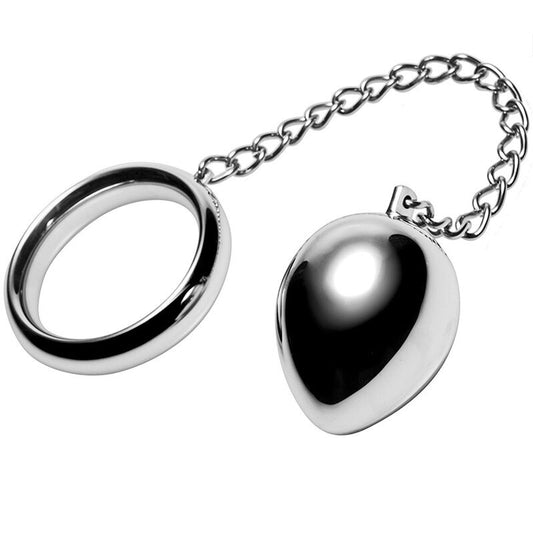 Inel pentru Penis, METAL HARD - cu Lant si Bila Metalica Anala, 40 mm