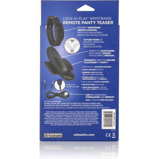 Vibrator Pentru Chiloti, CalExotics - Lock-N-Play Wristband Remote Panty Teaser, Telecomanda Bratara, Reincarcabil USB