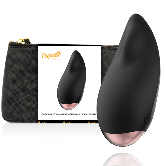 Stimulator Clitoris Drop, COQUETTE CHIC DESIRE - Negru/Auriu, Reincarcabil USB, 10 Viteze