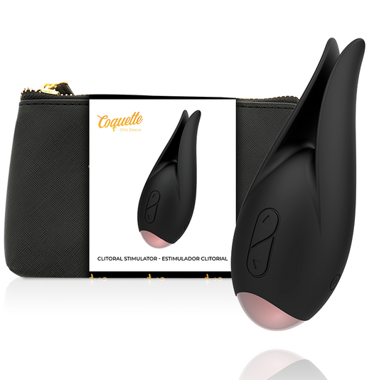 Stimulator Clitoris Flower, COQUETTE CHIC DESIRE - Negru/Auriu, Reincarcabil USB, 10 Viteze