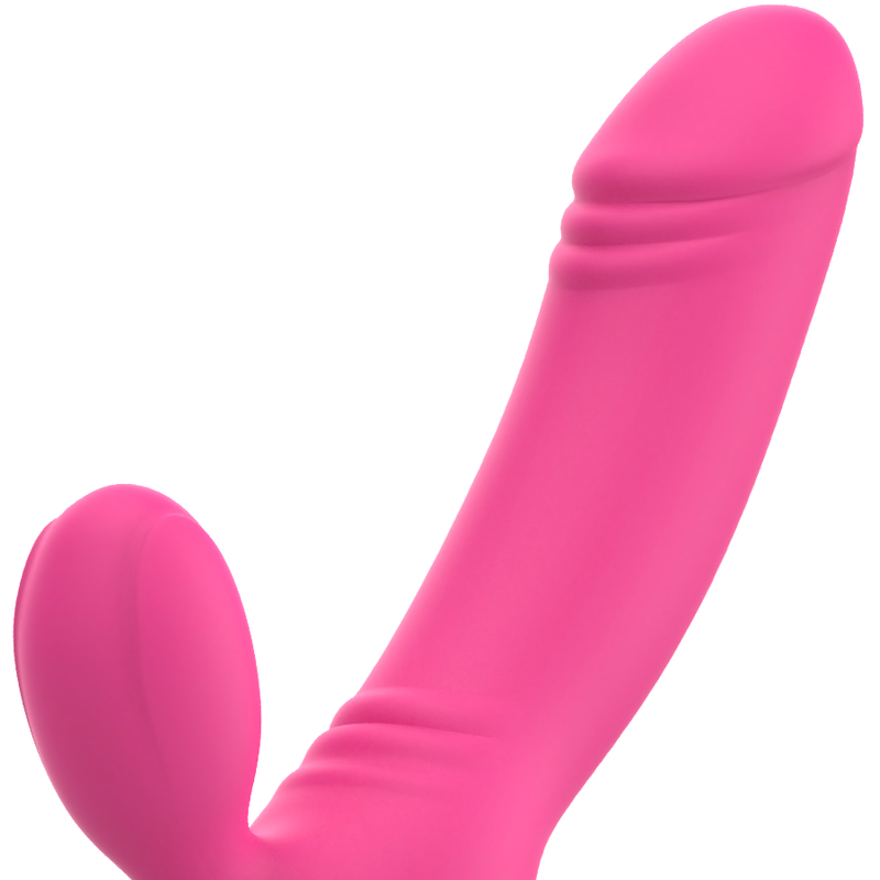 Vibrator cu Stimulare Dubla, Ohmama - Bix Double Stimulation, Silicon Hipoalergenic, Roz Xmas Edition