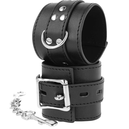 Catuse BDSM Piele Sintetica, DARKNESS - Lanturi Rezistente, Catarame Metal, Negru