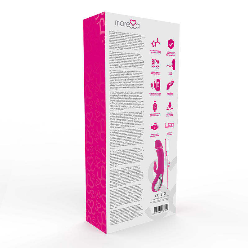 Vibrator cu Aspiratie, Moressa - Dustin, Stimulare Duala cu Aspiratie Clitorisa, 205 x 36 mm