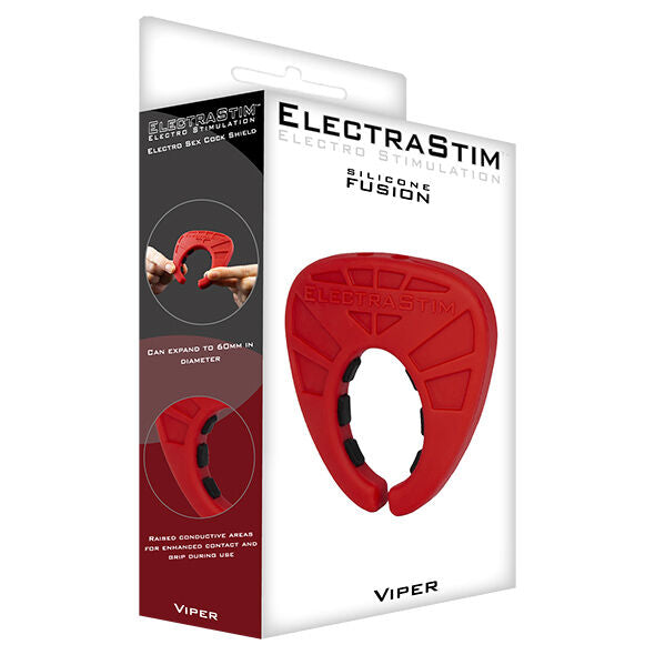 Scut pentru Penis, ElectraStim - Silicone Fusion Viper, Electrod Conductiv din Silicon, Rosu