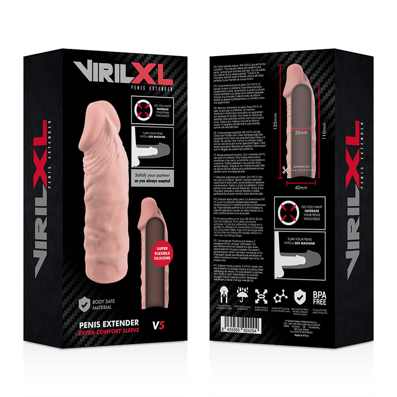 Extensie Penis, VirilXL - Liquid Silicone V5, Silicon Medical, Natural 11 CM