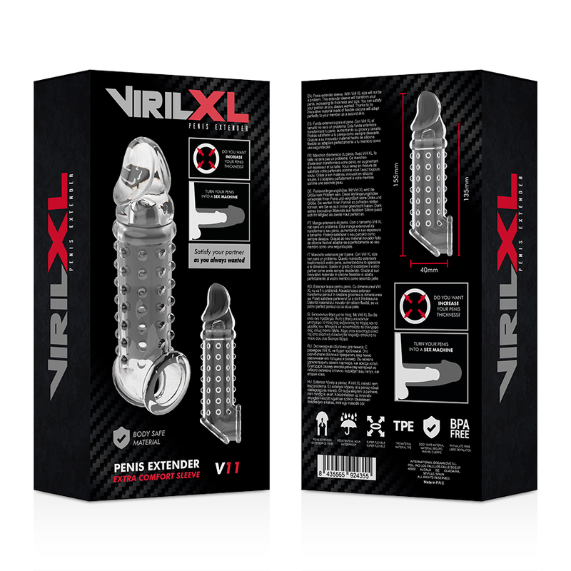 Extensie Penis, VirilXL - Sheath V11, Texturat, Transparent