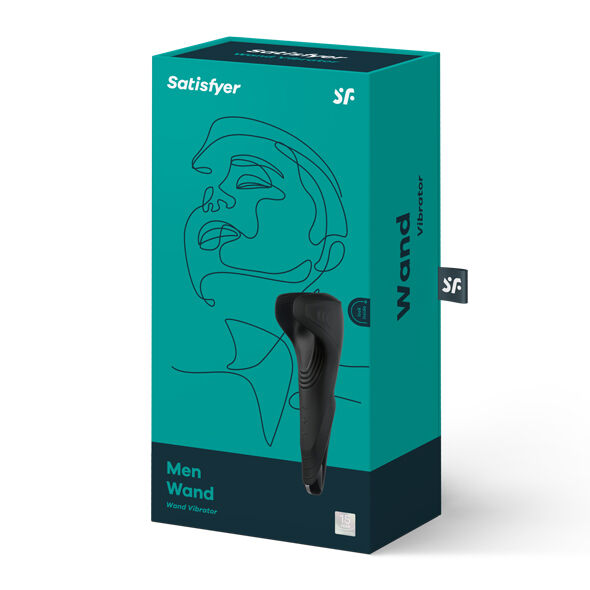 Vibrator pentru Barbati, Satisfyer - Men Wand, Aripi de Stimulare Flexibile, Negru