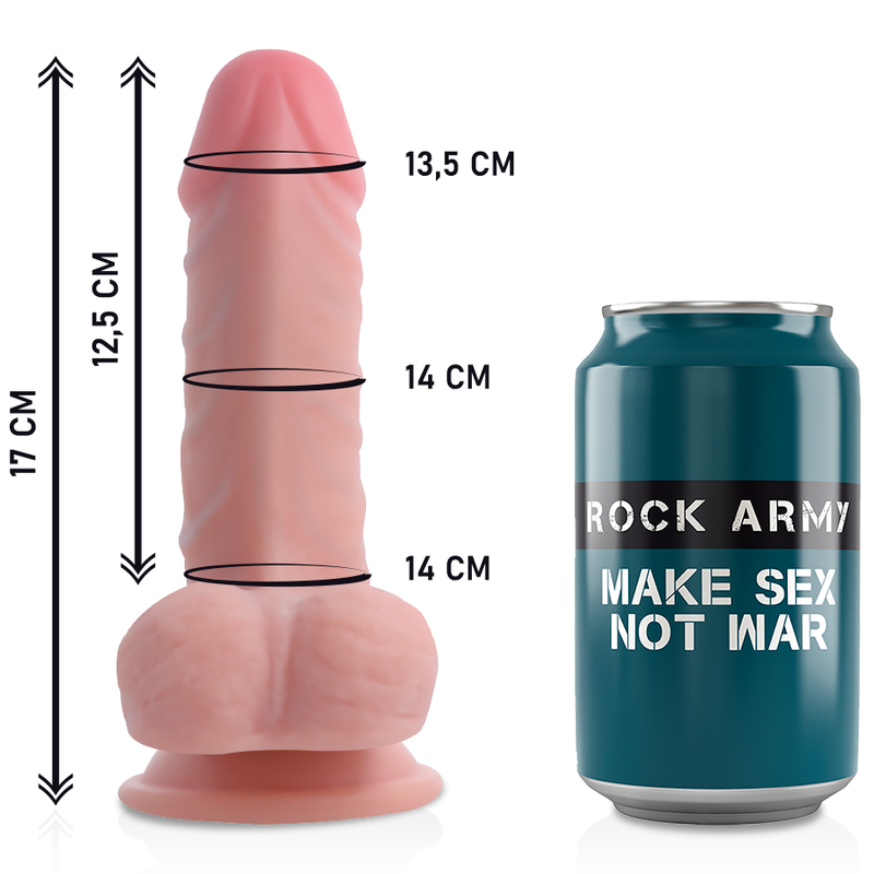 Set Ham si Dildo, Rockarmy - Dual Density Panzer, Baza cu Ventuza, 17 CM x 4.46 CM