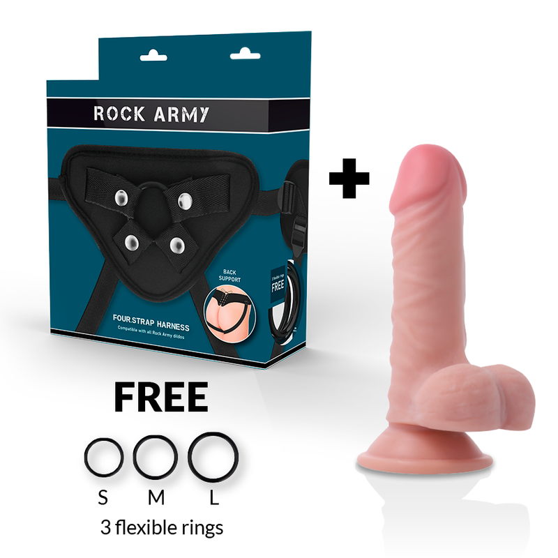 Set Ham si Dildo, Rockarmy - Dual Density Panzer, Baza cu Ventuza, 17 CM x 4.46 CM