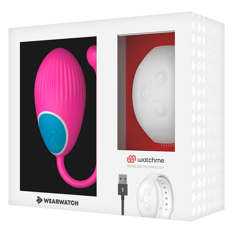 Ou Vibrator cu Ceas, Wearwatch - Control la Distanta Watchme, Roz/Alb