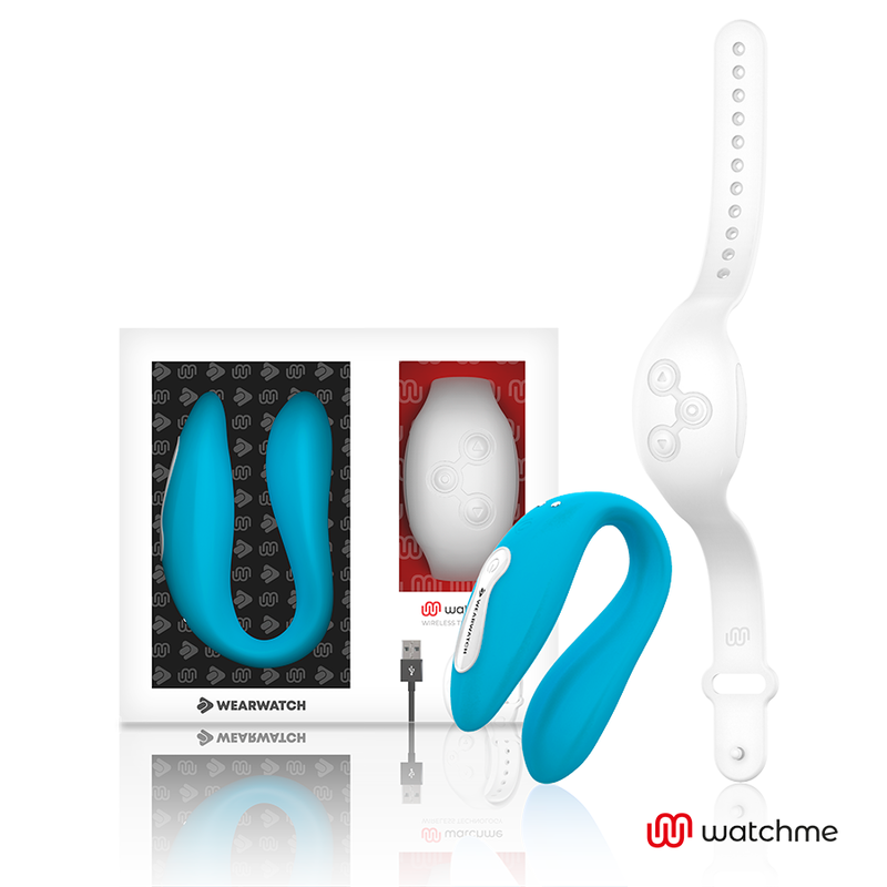 Vibrator pentru Cuplu, Wearwatch - Watchme Dual, cu Ceas Telecomanda Watchme, Albastru/Alb