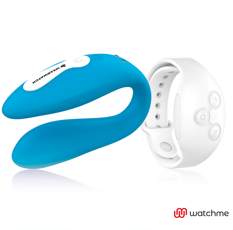 Vibrator pentru Cuplu, Wearwatch - Watchme Dual, cu Ceas Telecomanda Watchme, Albastru/Alb