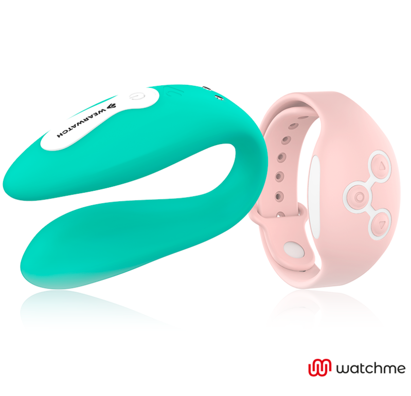 Vibrator pentru Cuplu, Wearwatch - Watchme Dual, cu Ceas Telecomanda, Turcoaz/Roz