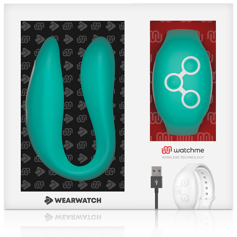 Vibrator pentru Cuplu, Wearwatch - Dual, Telecomanda Watchme, Verde Deschis