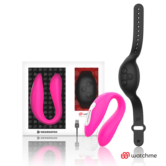 Vibrator Dual pentru Cupluri, WEARWATCH - Tehnologie Watchme, Silicon Medical, Fucsia/Negru, 7 Moduri